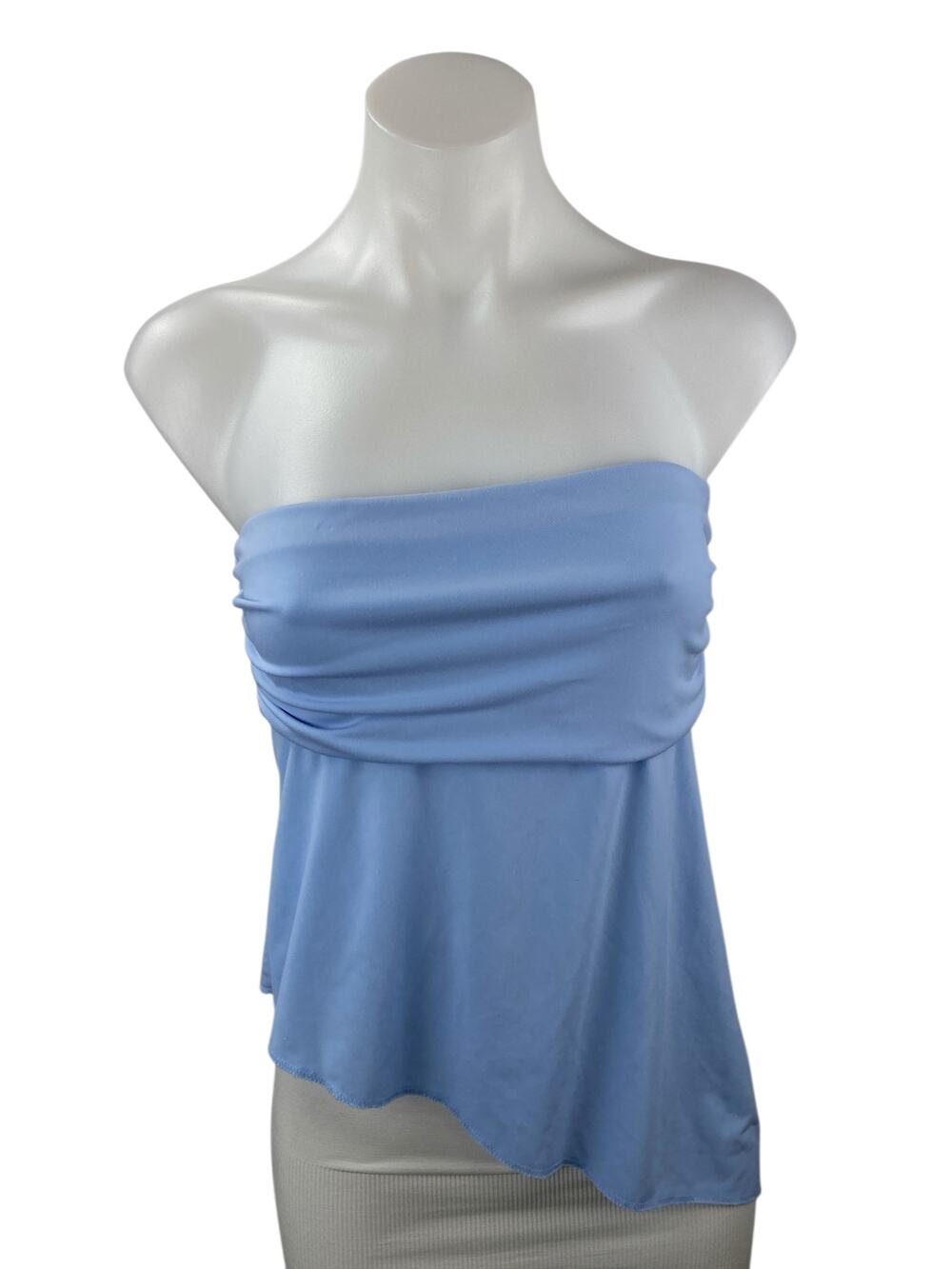 Urban Outfitters Womens Blue Strapless Tube Bandeau Asymmetric Blouse Top Size L